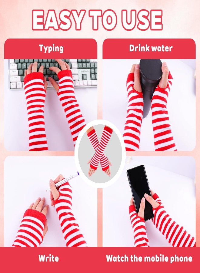 CaySep Women's Long Fingerless Gloves Knit Arm Warmer Thumb Hole Stretchy Gloves Halloween Cosplay Accossaries - Image 5